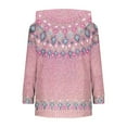 thumbnail image 6 of Womens Oversized Sweater Hoodie Western Ethnic Print Knit Pullover Loose Winter Tops Pocket Casual Boho Sweaters (L, Pink), 6 of 7