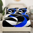 thumbnail image 3 of Erosebridal Blue Circle Full Sheet Sets,Geometric Stripes Bedding Full Size,Round Lines Bed Sheets Set Full Size,Ultra Soft Abstract Bedroom Decorative,4pcs, 3 of 7