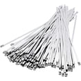 thumbnail image 1 of Abrazadera de manguera de acero inoxidable, 100 piezas, bridas para cables de acero inoxidable de 300 mm × 4,6 mm, abrazadera de manguera de acero inoxidable para bobinado de escape, cables, 1 of 1
