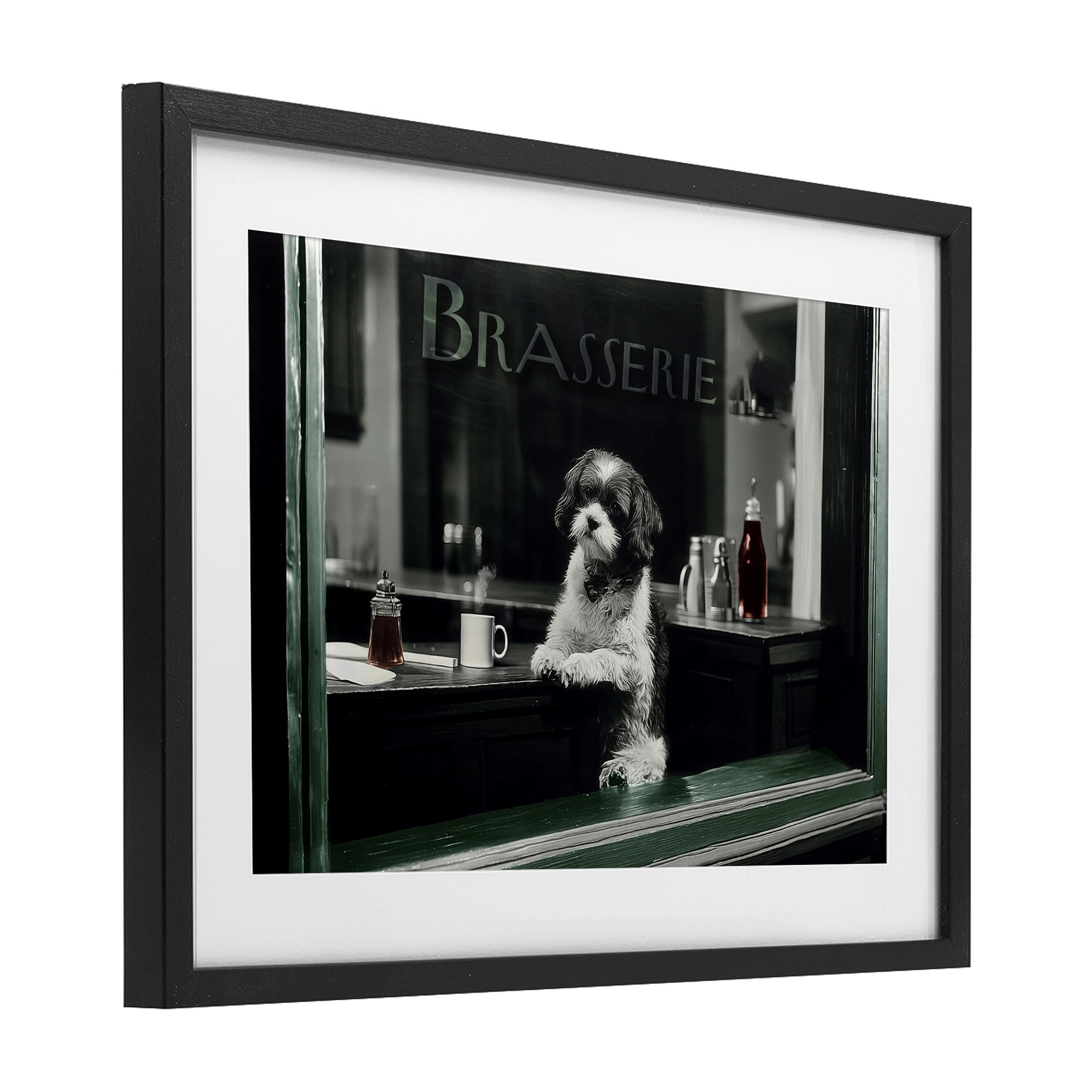 Stupell Industries Brasserie Vintage Dog in Window Black Framed Print Under Glass, design by Annabelle Hall