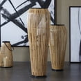 thumbnail image 2 of DecMode 47" Handmade Slatted Frame Light Brown Rattan Vase with Black Metal Accents, 2 of 7