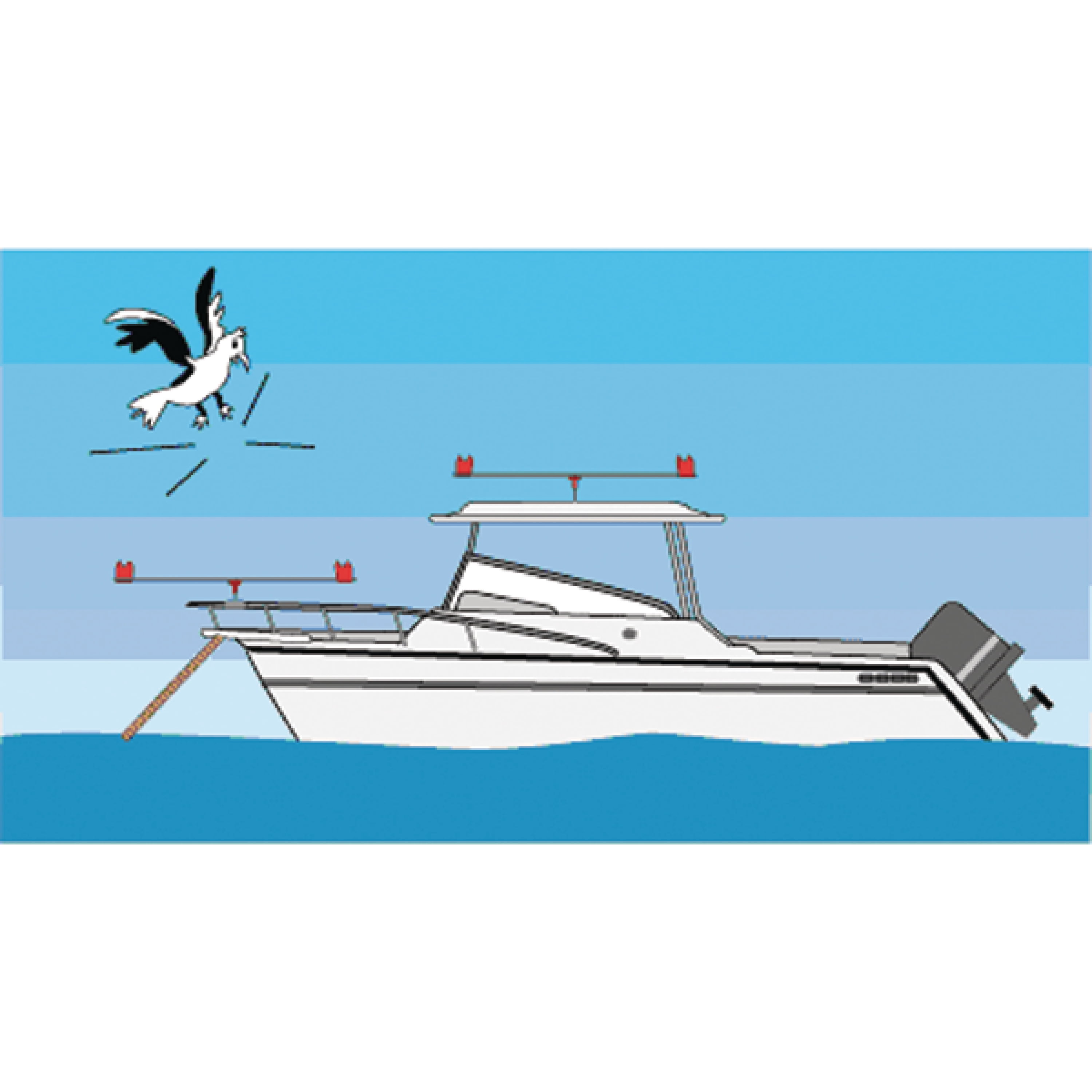 Bird Boat  Deterrent 8' & Boat Base Bird Boat Sweep Keep birds off boats 
