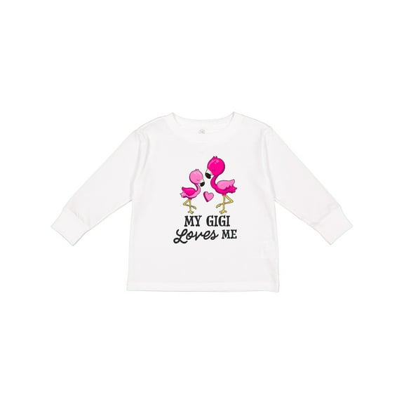 Inktastic My Gigi Loves Me with Two Flamingos Boys or Girls Long Sleeve Toddler T-Shirt