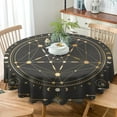 thumbnail image 3 of Golden Celestial Table Cloth, Magical Galaxy with Ornate Moon Phases Boho Tarot Round Tablecloth for Home Kitchen Dining Party Patio Indoor Outdoor 60x60nch, 3 of 6
