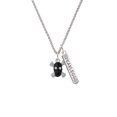 thumbnail image 2 of Delight Jewelry Silvertone Small Black Resin Skull with Clear Crystals Silvertone Fearless Bar Charm Necklace, 23", 2 of 4