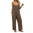thumbnail image 2 of HAIJIE Linen Rompers for Women Casual Sleeveless Short Overalls Spaghetti Strap Shorts Jumpsuit with Pockets (Khaki,L), 2 of 7