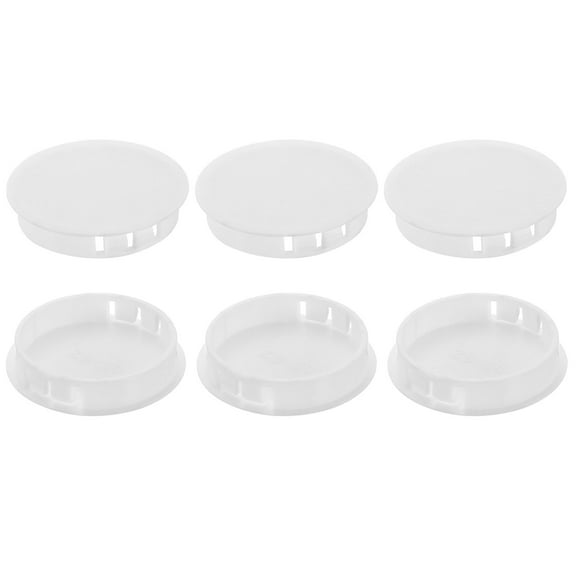 6Pcs Plastic Hole Plugs, 50mm(2") Flush Type Panel Plugs, Round Snap Knockout Locking Plugs for Furniture Insert End Caps Panels, White