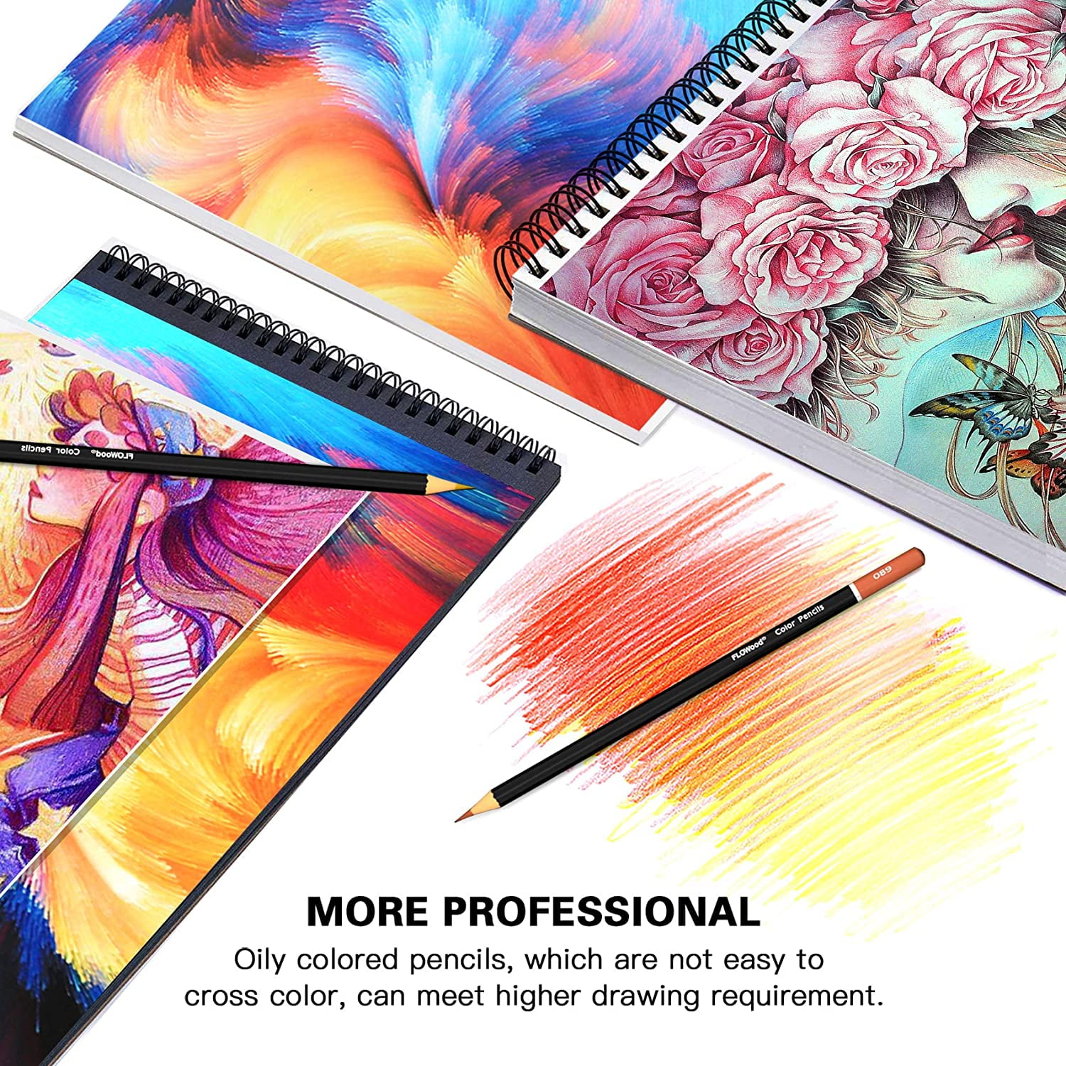Arteza - Gray-toned Sketchbooks + 120 Colored Pencils +