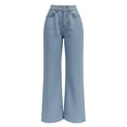 thumbnail image 4 of QUNYINEY Baggy Jeans for Women High Waist Wide Leg Blue Mid Rise Casual Denim Pants with Pockets Loose Fit Jeans, 4 of 5