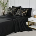thumbnail image 3 of Flymme Black Marble Comforter Sets Queen Size Bed in a Bag 7 Pieces Modern Gold Marble Texture Bedding Comforter Set with Sheets for All Season, 3 of 8