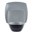 thumbnail image 2 of Hometrends Soho Lounge 12 Piece Square Stoneware Dinnerware Set in Grey and Black, 2 of 4