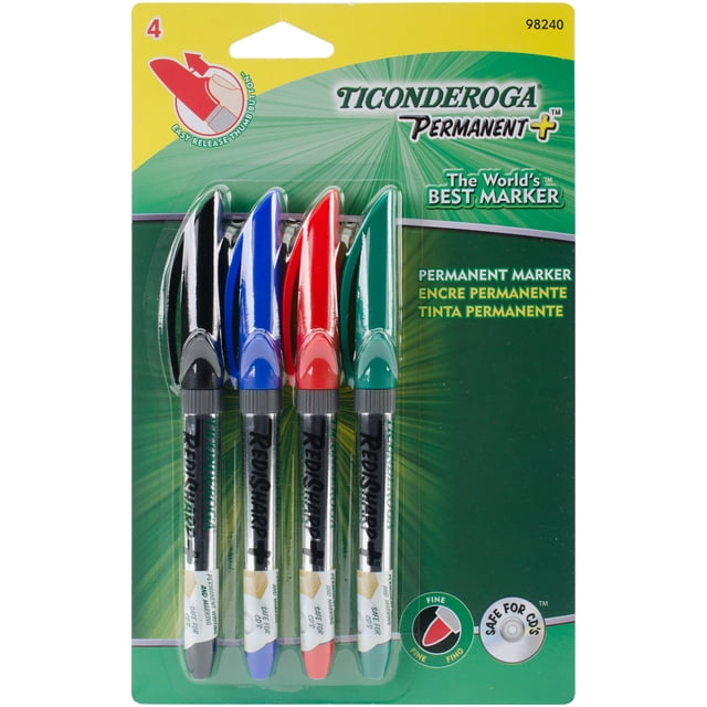 Ticonderoga RediMark Fine Point Permanent Markers 4/Pkg-Assorted Colors
