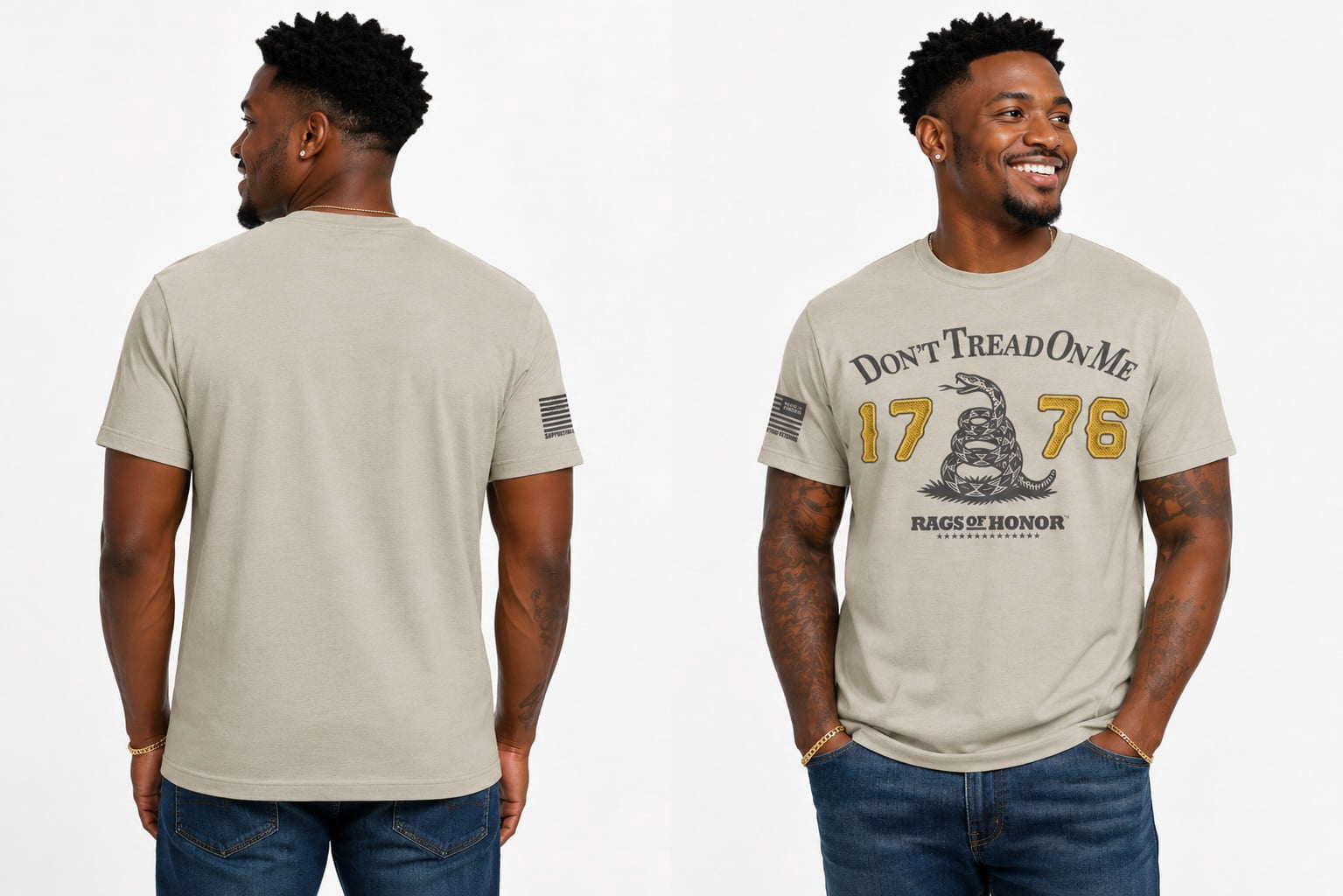 Rags of Honor 1776 Don't Tread on Me Graphic Tee Shirt, Men's