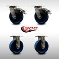 thumbnail image 2 of 6 Inch 316SS Solid Poly Caster Set with Roller Bearings 2 Brakes 2 Rigid SCC, 2 of 2