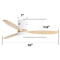 thumbnail image 5 of Sofucor 52-Inch Modern Flush Mount Quiet Ceiling Fan with LED Lights and Remote, 5 of 10
