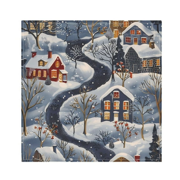 Napkin Satin Napkin 20*20Inchx1 Kitchen Towel Dinner Plate Towel Decorative Towel Napkin Tea Towel Suitable For Kitchen Table Winter Town