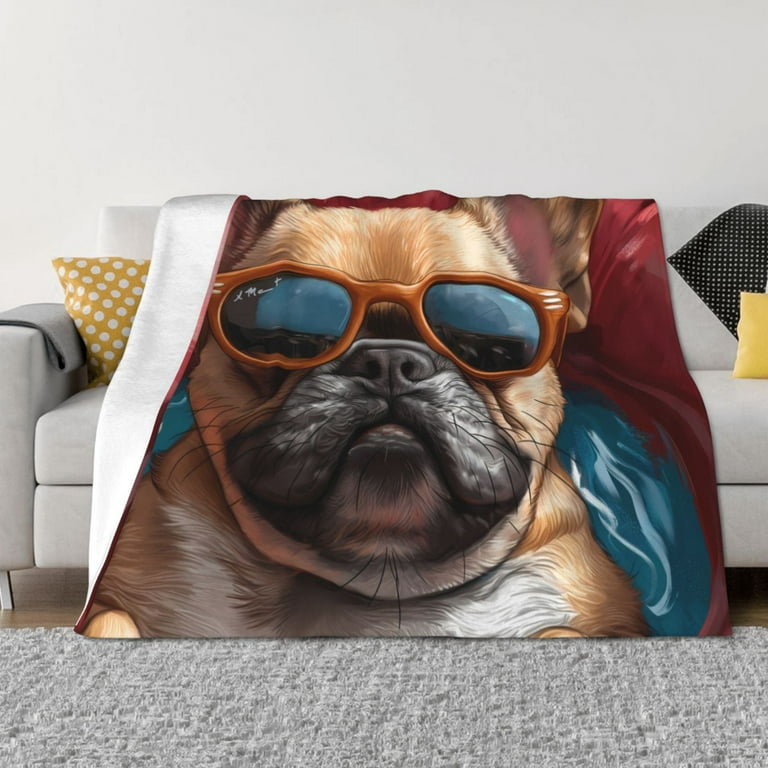 Throw Blanket for Couch French Bulldog In Sunglasses Super Soft Fuzzy Comfy Warm Throw Blanket Cozy Lightweight Funny Plush Flannel Blanket Throws for Sofa and Bed All Season Walmart