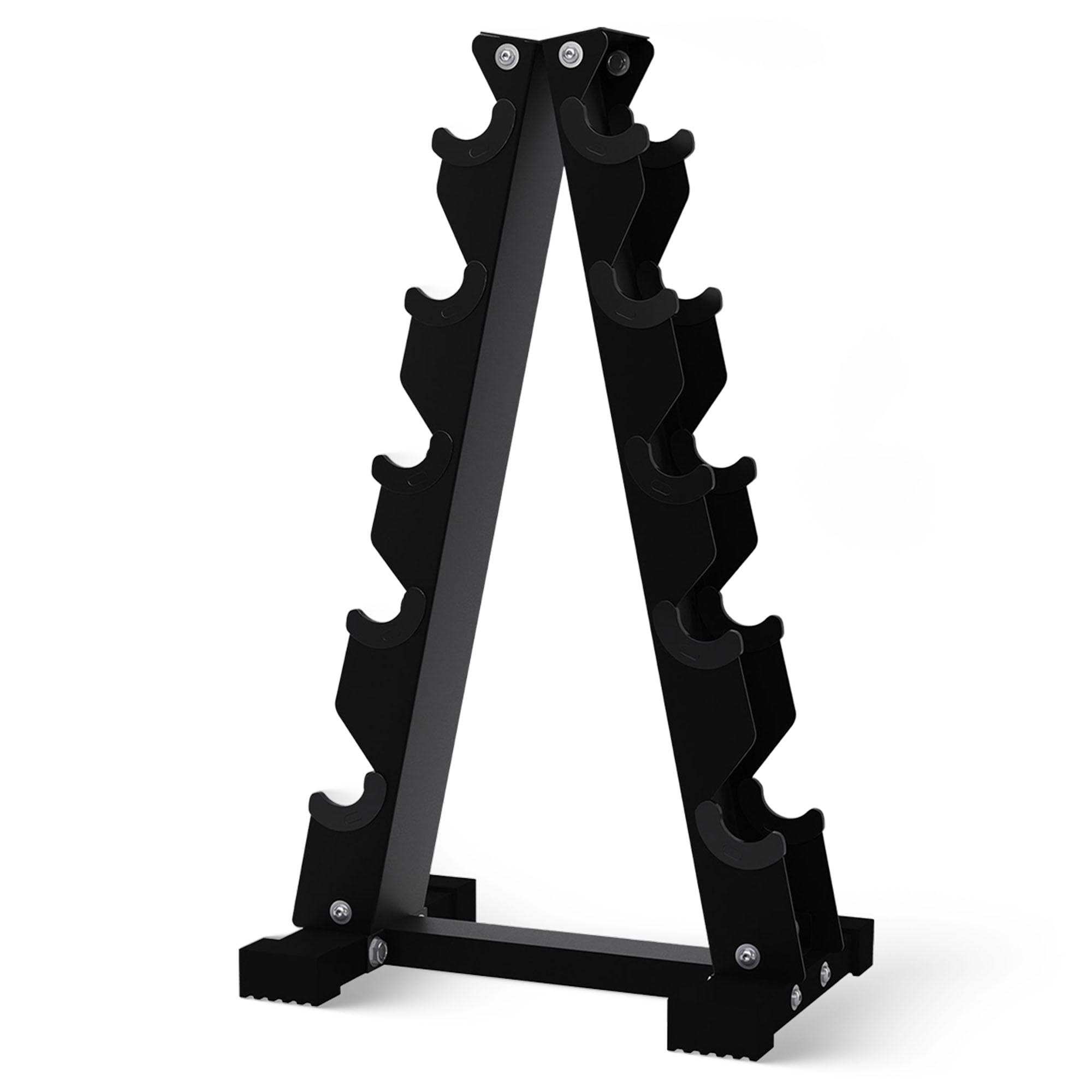 BalanceFrom Rubber Coated Iron Hex Dumbbell Set With A-Frame Rack, 100 lb, Black