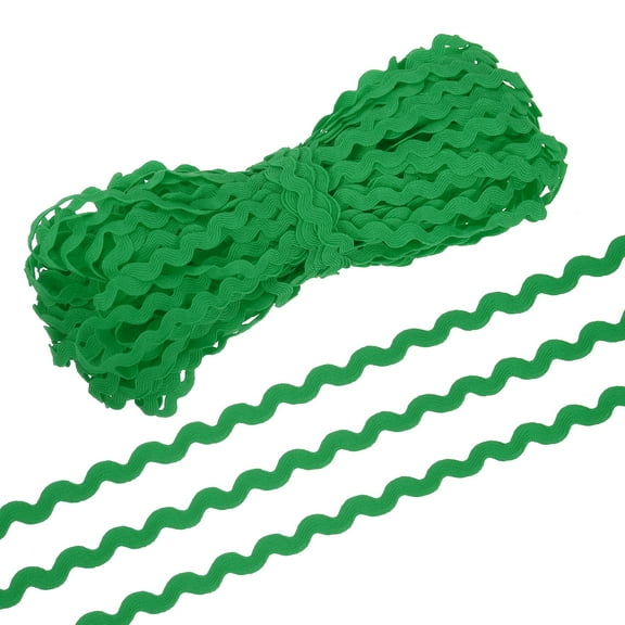 Uxcell RIC Rac Trim 5mm 28 Yard, Wave Bending Fringe Trim Ribbon for Sewing Crafts Clothes Gift Wrapping, Dark Green