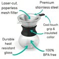 thumbnail image 3 of Pour Over Coffee Maker Portable - 10.5oz High Heat Borosilicate Glass w/Reusable Stainless Steel Filter Drip Coffee Brewer Pourover Dripper Set Carafe 300ml Black, 3 of 6