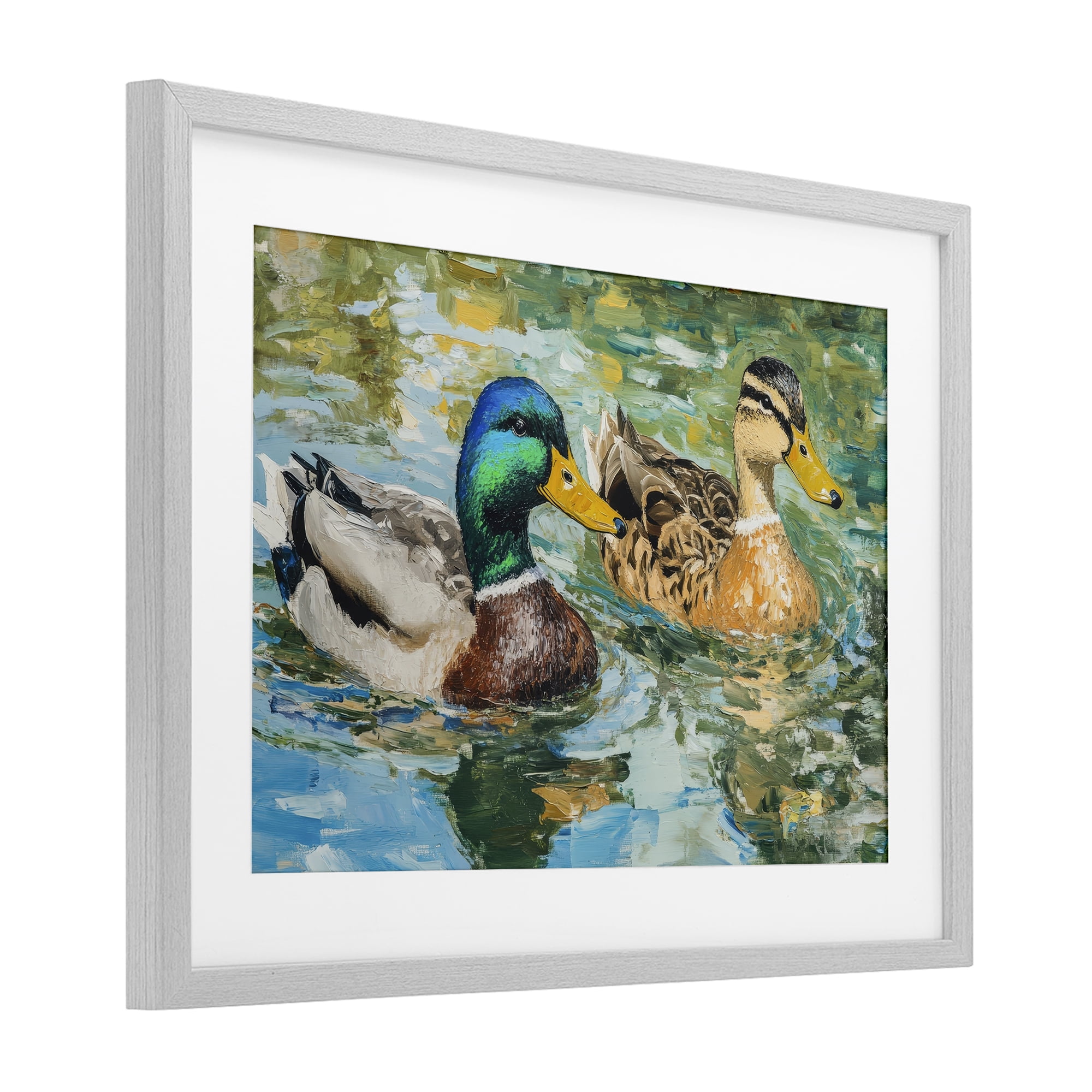 Stupell Industries Ducks Out For A Swim Gray Framed Print Under Glass, design by Petal Prints Design