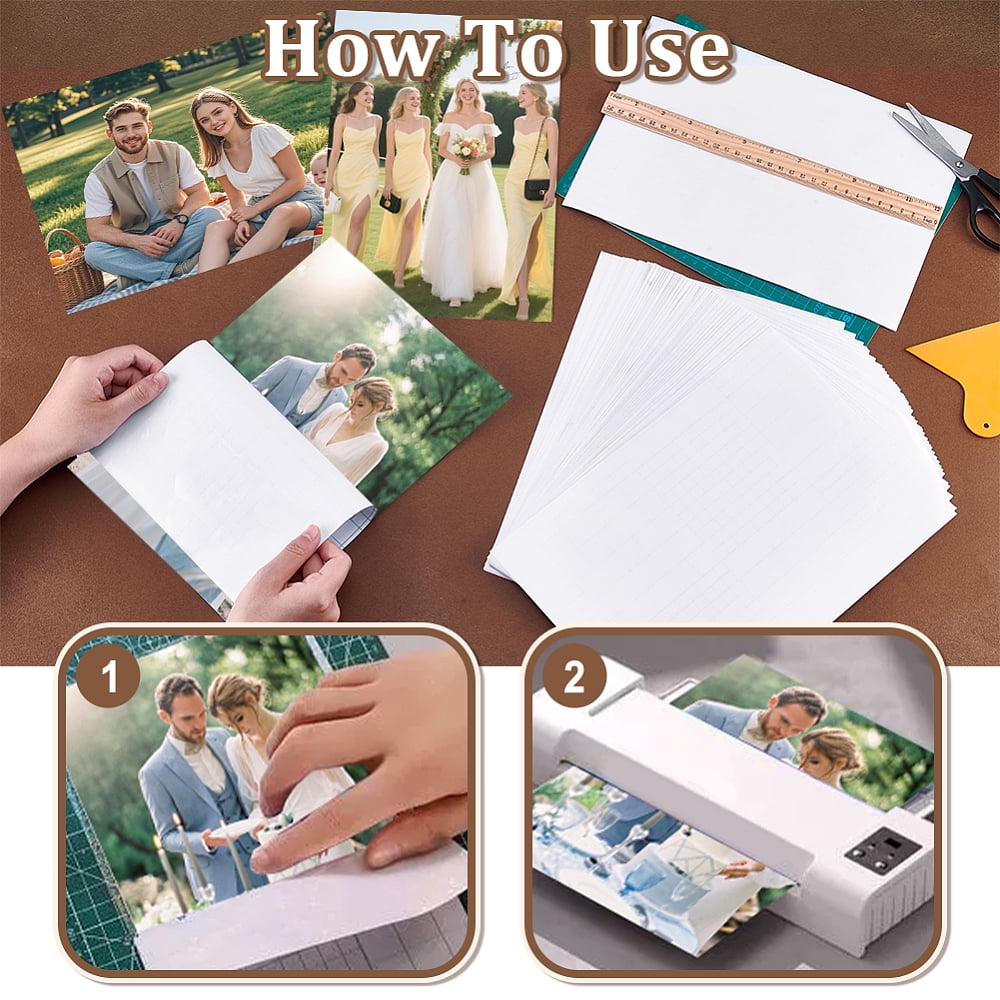 50 Pcs Cold Laminating Film Sheet 12 x 8.45 Inch A4 Self-Adhesive Laminating Pouches Clear PVC Holographic Protective Film
