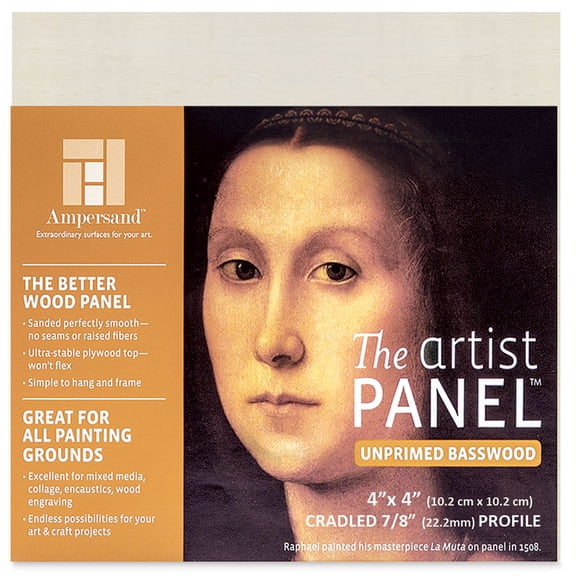 Ampersand Value Series Artist Wood Panel - 4" x 4", 7/8" Cradle