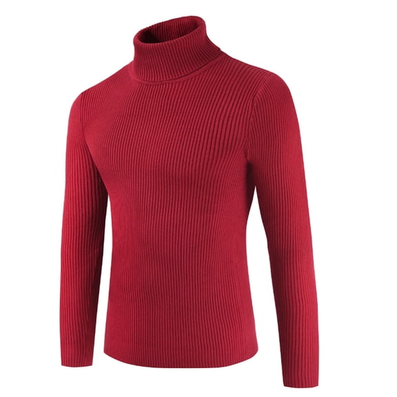 Juslio Mens Sweaters Pullovers Sweaters Solid Crew Neck Long Sleeve Fashion Red