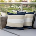 thumbnail image 5 of Pack of 2 Outdoor Pillow Covers 18x18 Inch Waterproof Navy Beige Striped Throw Pillow Covers,Decorative Couch Pillow Case Sham Gradient Geometric Blue White Patio Garden Pillowcases Cushion Covers, 5 of 8