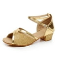 thumbnail image 3 of HAOTAGS Children's Latin Tango Dance Shoes, Performance Practice Lightweight Dance Practice Shoes Gold 31, 3 of 9