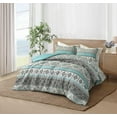 thumbnail image 2 of Chezmoi Collection Herald 3-Piece Printed Comforter Set, Aqua Blue Black White Boho Damask, Pre-Washed Microfiber Lightweight Bedding for All Seasons, King Size, 2 of 9