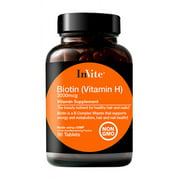 Invite Health Biotin Vitamin, B Complex Vitamin That Supports Energy and Metabolism, and Also Hair and Nail Health, 90 Tablets (Pack of 3)