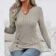 thumbnail image 5 of UTSJKR Tunic Sweaters for Women Long Sleeve Shirts V Neck Tops with Buttons Spring Fall Fashion Outfits Winter Clothing Khaki L, 5 of 6