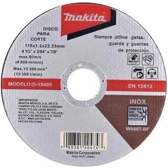 Disco P/corte Acero Inox 4-1/2''x0.8mmx7/8'' Makita B-48670