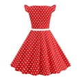 thumbnail image 5 of Gubotare Girls Holiday Dresses Girls Dresses Ruffle Sleeve Dress Flutter Hem A-Line Swing Pleated Tiered Casual Party Dress Size 8-9 (Red,8-9 Years), 5 of 9