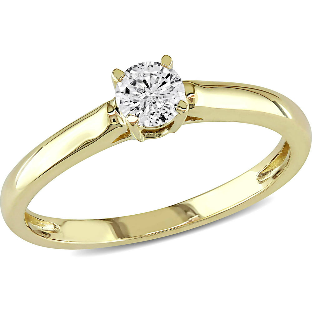 Miabella 1/4 Carat T.W. Diamond 14kt Yellow Gold Solitaire Engagement Ring