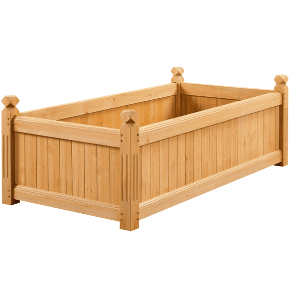 Renwick Wood Rectangular Garden Planter for Yard/Greenhouse, Light Brown