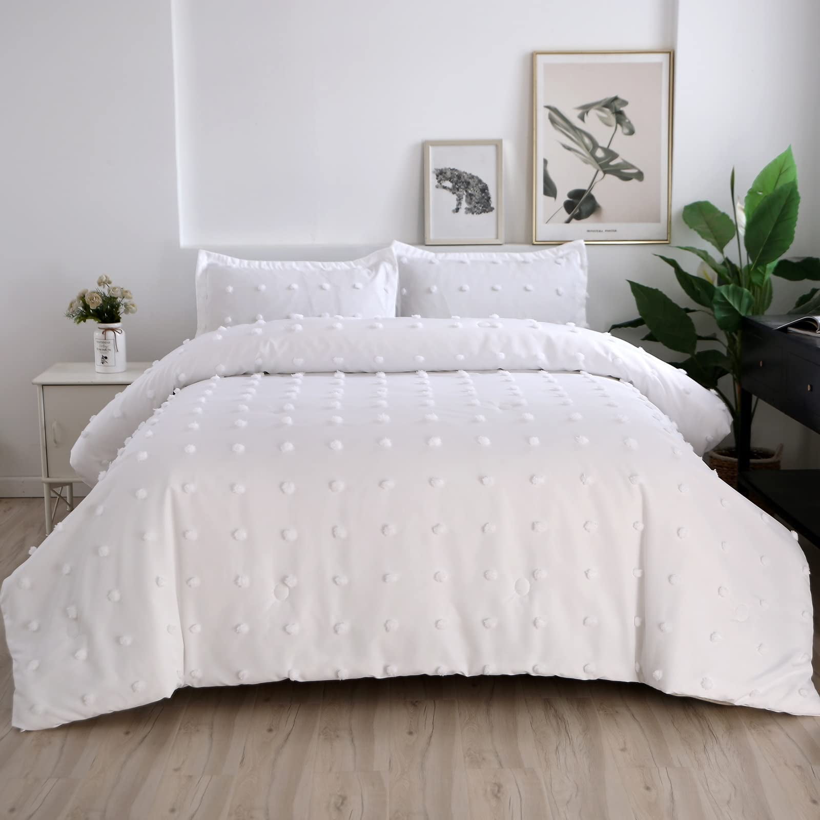 Promote Sale price King Size SDY White Tufted Dot Pom Pom Comforter Set