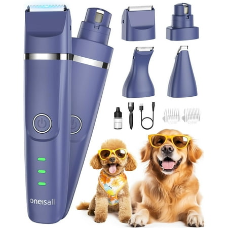 oneisall Small Dog Clippers, Quiet Cordless Dog Paw Trimmer & Nail Grinder, Dog Grooming Kit for Small Dogs with Guards, 2 Speed Dog Trimmers for Small Dogs(Blue)