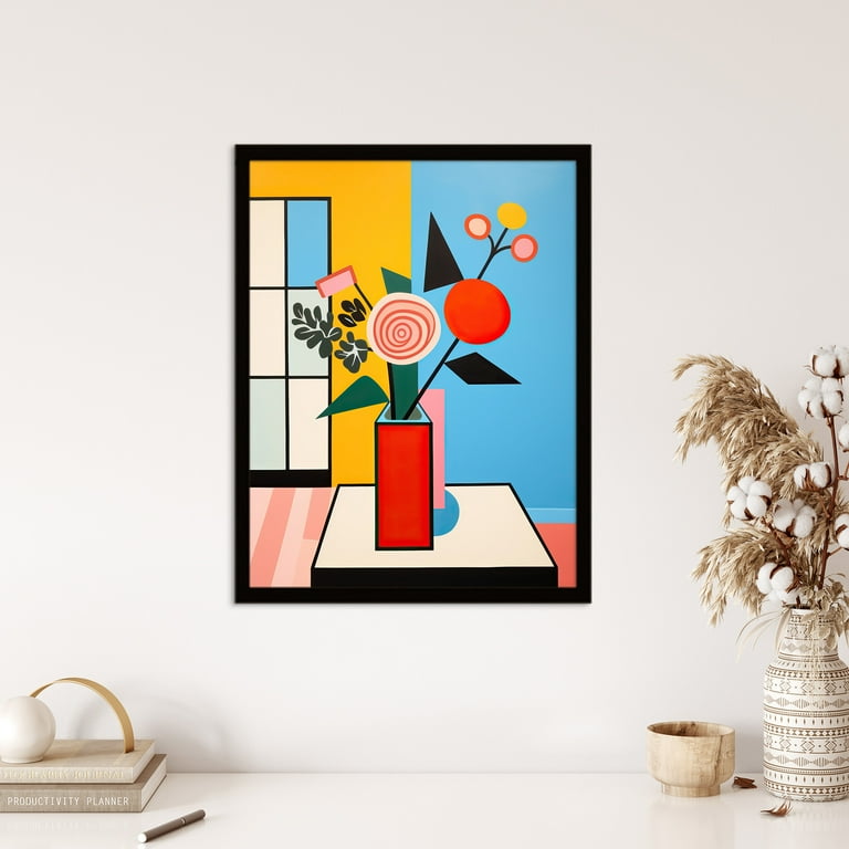 Floral Cubism Pop Art Cubist Vibrant Art Print Framed Poster Wall