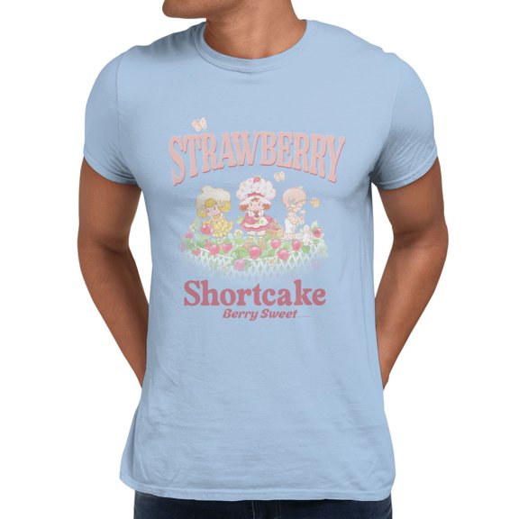 Strawberry Shortcake Berry Sweet Garden Vintage Aesthetic Men's T Shirt (Light Blue, S-XXXL)