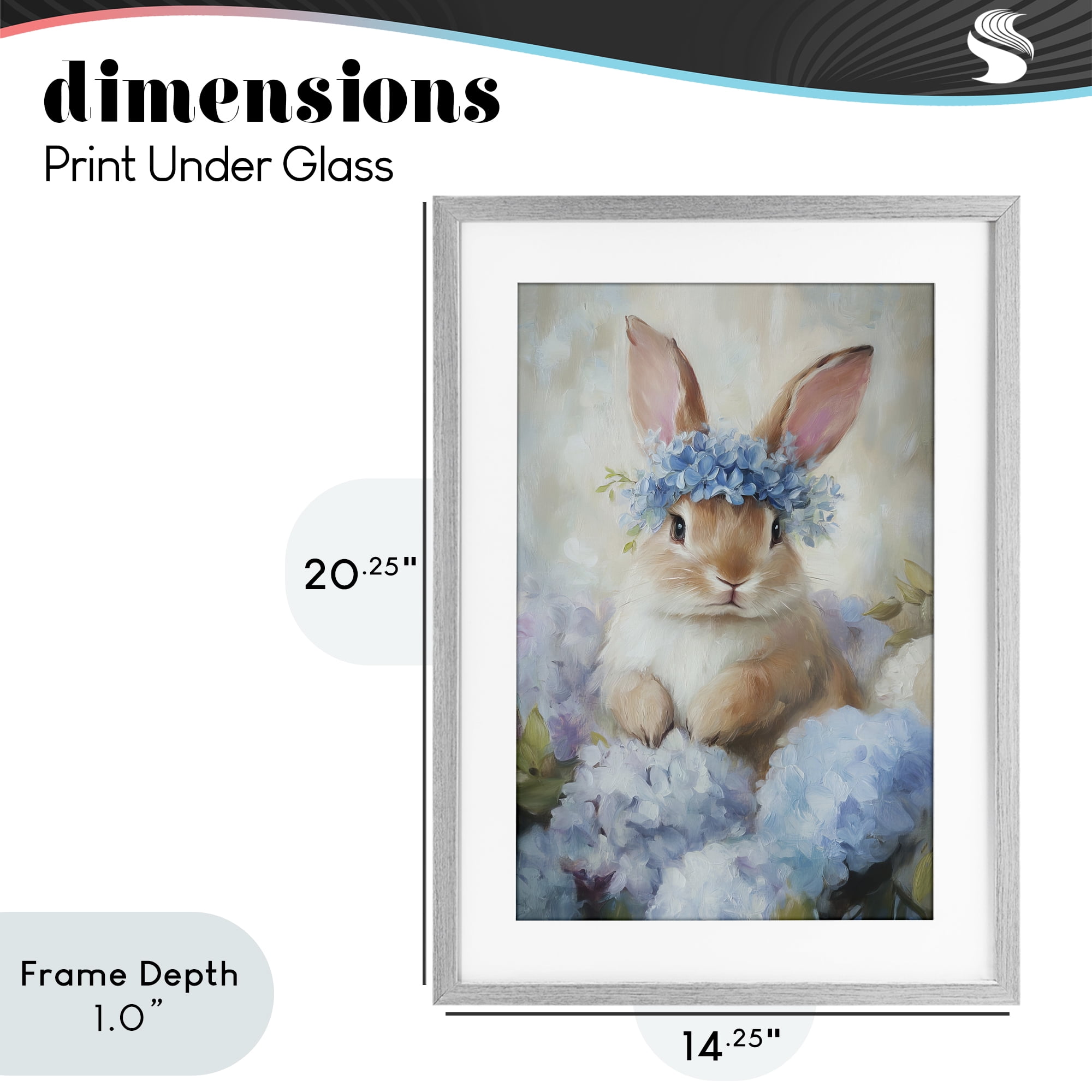 Stupell Industries Bunny In The Blossoms Gray Framed Print Under Glass, design by Tina LeCour