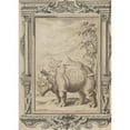thumbnail image 3 of Johann Melchior Füssli 11x14 Black Modern Framed Museum Art Print Titled - Rhinoceros in a Landscape Within an Ornamental Frame (ca. 1730), 3 of 5