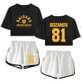 thumbnail image 2 of Heated Rivalry Merch Rozanov 81 Print Print 2-Piece Outfit – Women’s Crop T-Shirt and Shorts Set , Casual Streetwear for TV Series Fans, 2 of 9