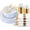 Light Blue 175PCS, variant on 350Piece Gold Dinnerware Set for 50 Guests - Gold Plastic Plates with Disposable Cutlery - 50Dinner Plates-50Dessert Plates-50Pre Rolled Napkins with Silverware for Wedding/Mother's Day
