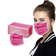Black Friday Deals 2021! Akklian 50Pcs Adult Disposable Face Mask, Non-woven Breathable Comfortable Skin-friendly, Elastic Ear Loop, Hot Pink Disposable Face Mask, Anti-dust for Outdoor
