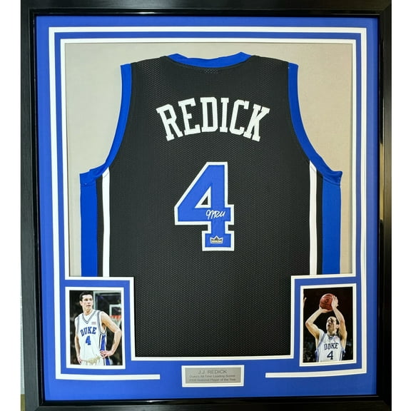 Framed Facsimile Autographed JJ J.J. Redick 35x39 Duke Black Reprint Laser Auto College Basketball Jersey