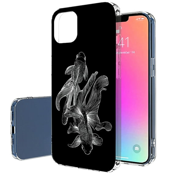 TalkingCase Slim Case for Apple iPhone 14 Pro, Slim Thin Gel Tpu Cover, Two Fish Print, Light Weight, Flexible, Soft, Anti-Scratch, Printed in USA