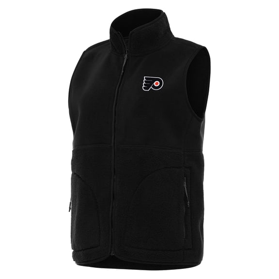 Women's Antigua Black Philadelphia Flyers Nostalgic Full-Zip Vest