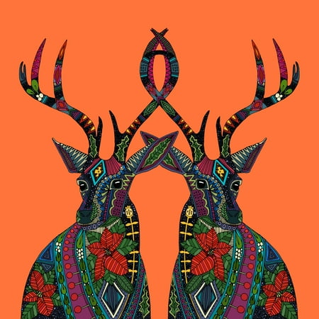 - Poinsettia deer Poster Print by Sharon Turner